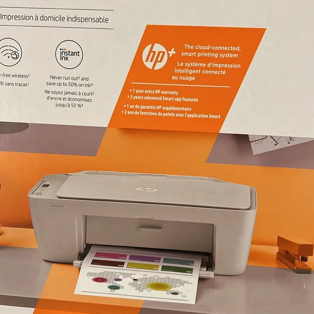 New HP DeskJet 2734e color wireless printer